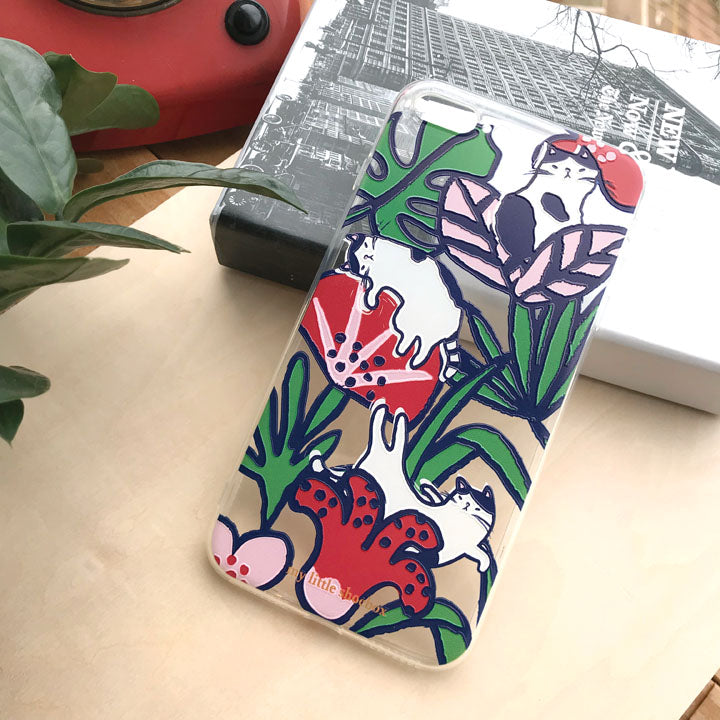 My Little Shoebox Flower hibiscus Tropical Cat Phone Case soft TPU case iPhoneX Iphone8 Iphone7 Samsung s8